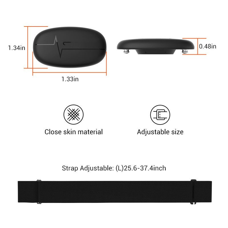 Bluetooth heart rate monitor with adjustable strap, designed for fitness workouts in gym for self-improvement.