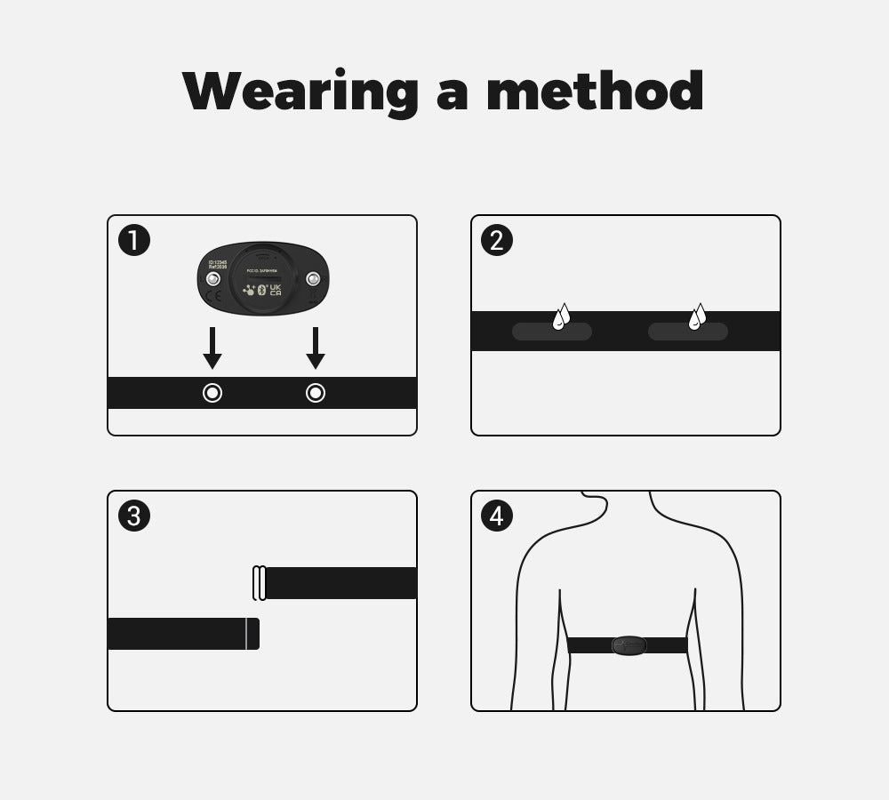 Step-by-step guide to wearing a Bluetooth chest heart rate monitor for gym workouts and fitness tracking.